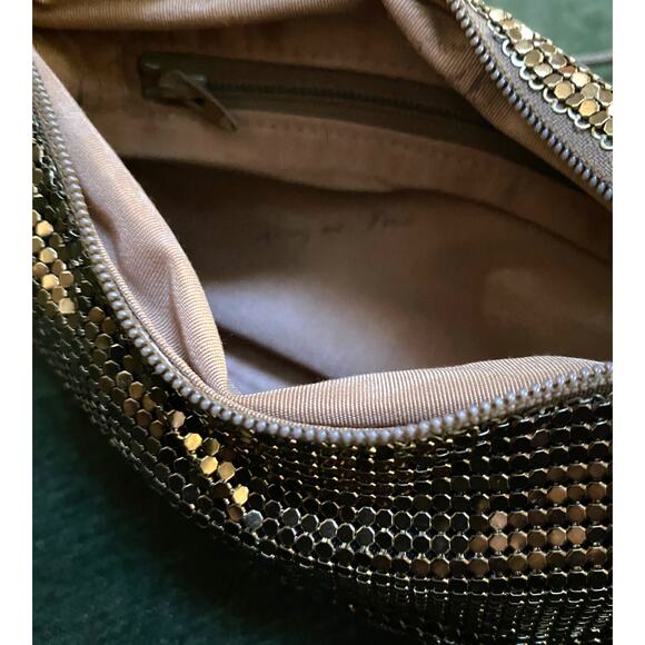 Vintage Whiting & Davis Chain Mesh Bag metallic Gold Mesh 80s glam - Picture 6 of 8
